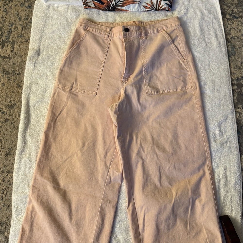 Beige Wide-Leg Pants